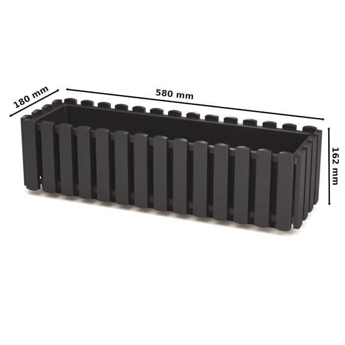 Bac de balcon avec crochets pot de fleurs bac a plantes forme clôture anthracite 58 cm 10 L pot de balcon balustrade boite a fleur