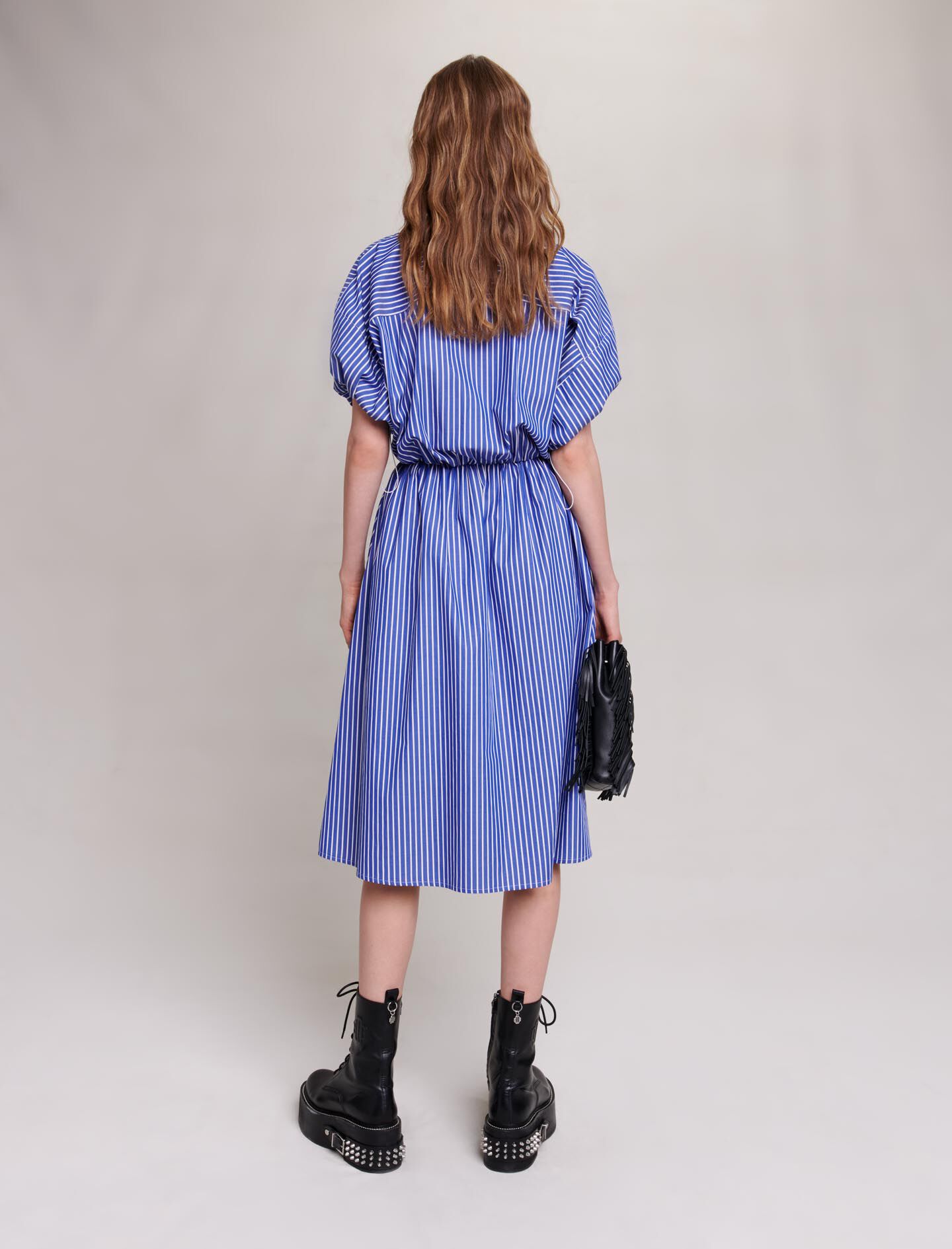 Lange gestreepte overhemdjurk - Blauw