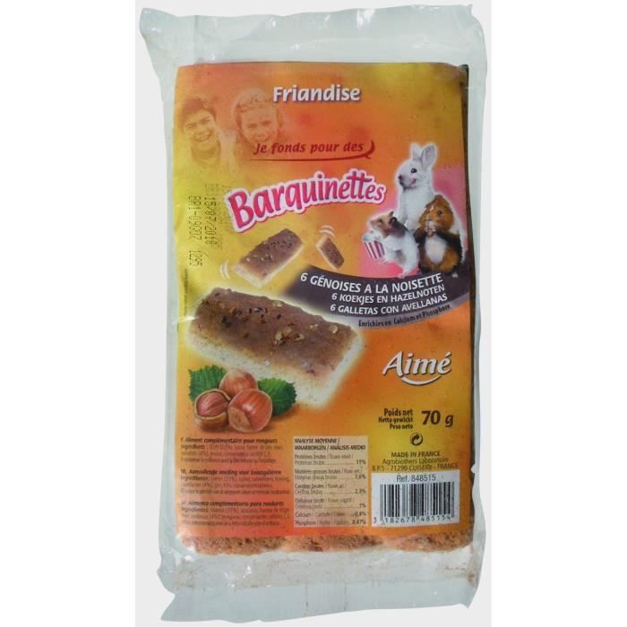 AIME Snack génoises à la noisette - Pour lapins et rongeurs - 6 portions - 70 g