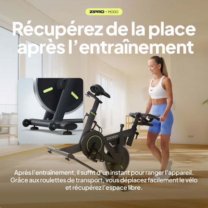 ZIPRO Modo Exercise Bike - Magnetic Resistance - Bluetooth & App - 6kg Flywheel - Max 110kg - Black
