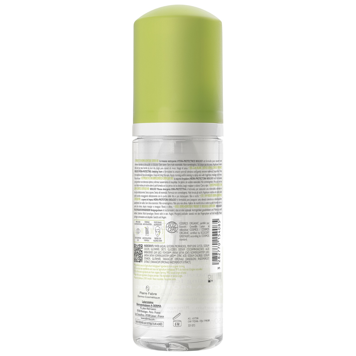 Espuma limpiadora dermatológica A-DERMA Biology - 150 ml
