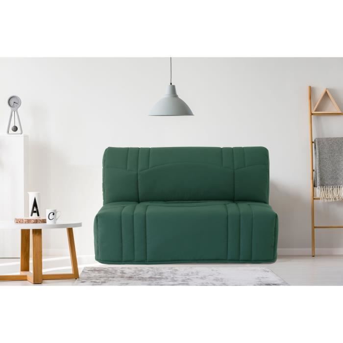 Divano letto DREAM BZ - Tessuto 100% cotone, verde foresta - Area letto 140x190 cm - Morbido comfort
