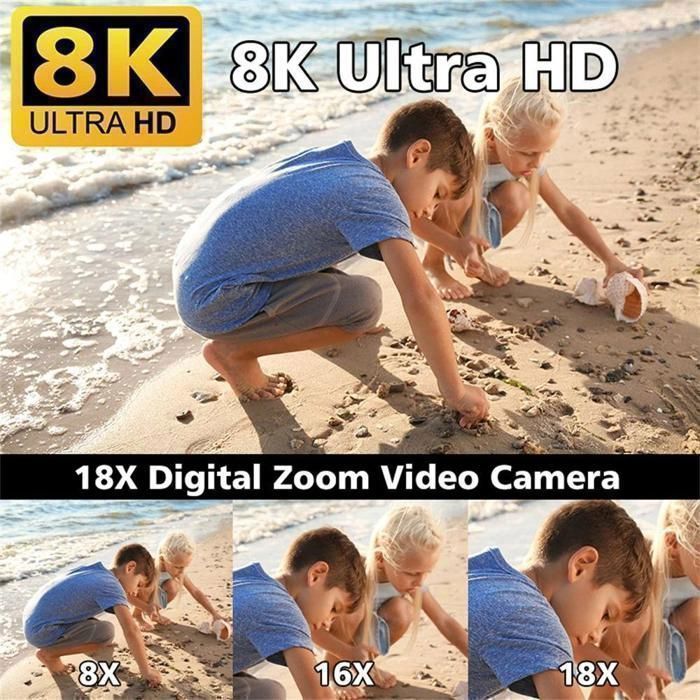 Videocamera 8K - BAZARLAND30 - Modello con touchscreen da 3 pollici - Zoom digitale 18x - 48 MP