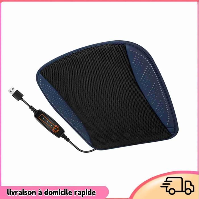 Cojín para asiento de coche Dilwe, cojín ventilado con puerto USB, cojín transpirable para motocicleta, azul marino.