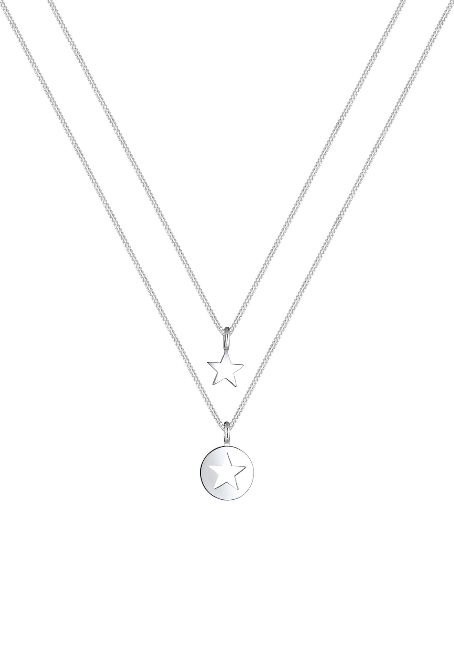 Elli Femmes Ensemble Étoile Cut-Out Pendentif Mère Enfants en Argent Sterling 925