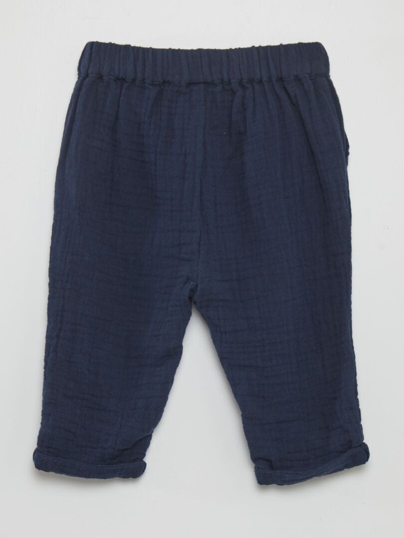 Broek van dubbel katoenen gaas - blauw