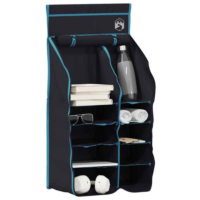 MOT7027 – Hängender Zeltorganizer mit 10 Taschen, Schwarz, 40,5 x 25 x 80 cm