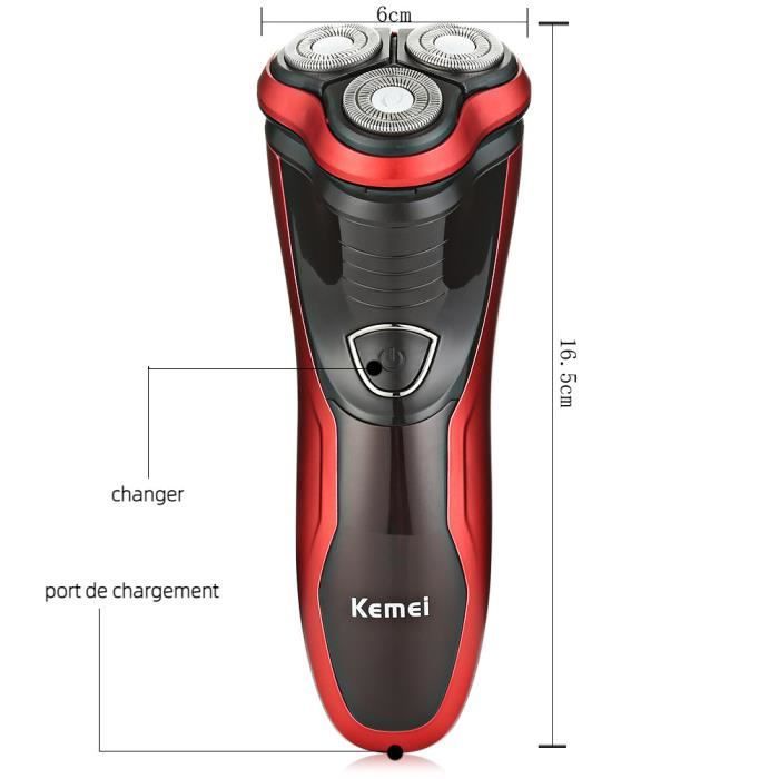 Rasoio elettrico impermeabile, rifinitore per barba, rasatura uomo, testine di rasatura 3D rotanti, utilizzo a secco e sotto la doccia.