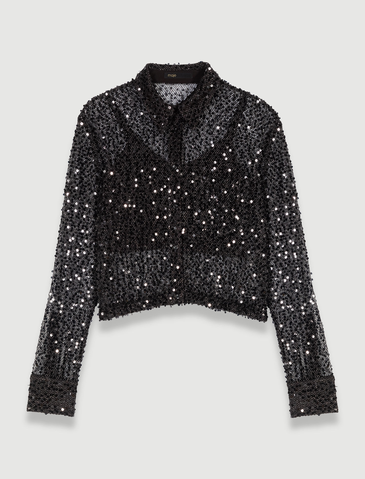Top scurt cu paiete - Negru
