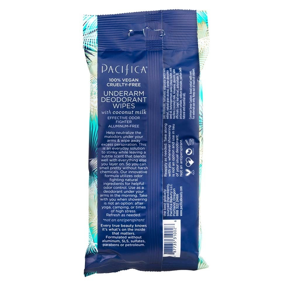 Pacifica Lingettes déodorantes Coconut Milk & Essential Oils