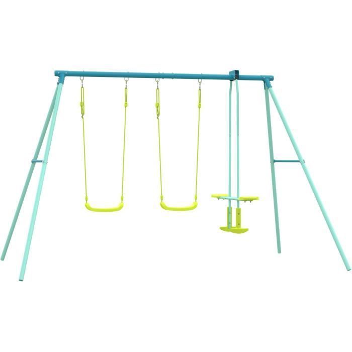 TP Toys metal swing set with 2 face-to-face swings and anchoring kit, 185 cm high