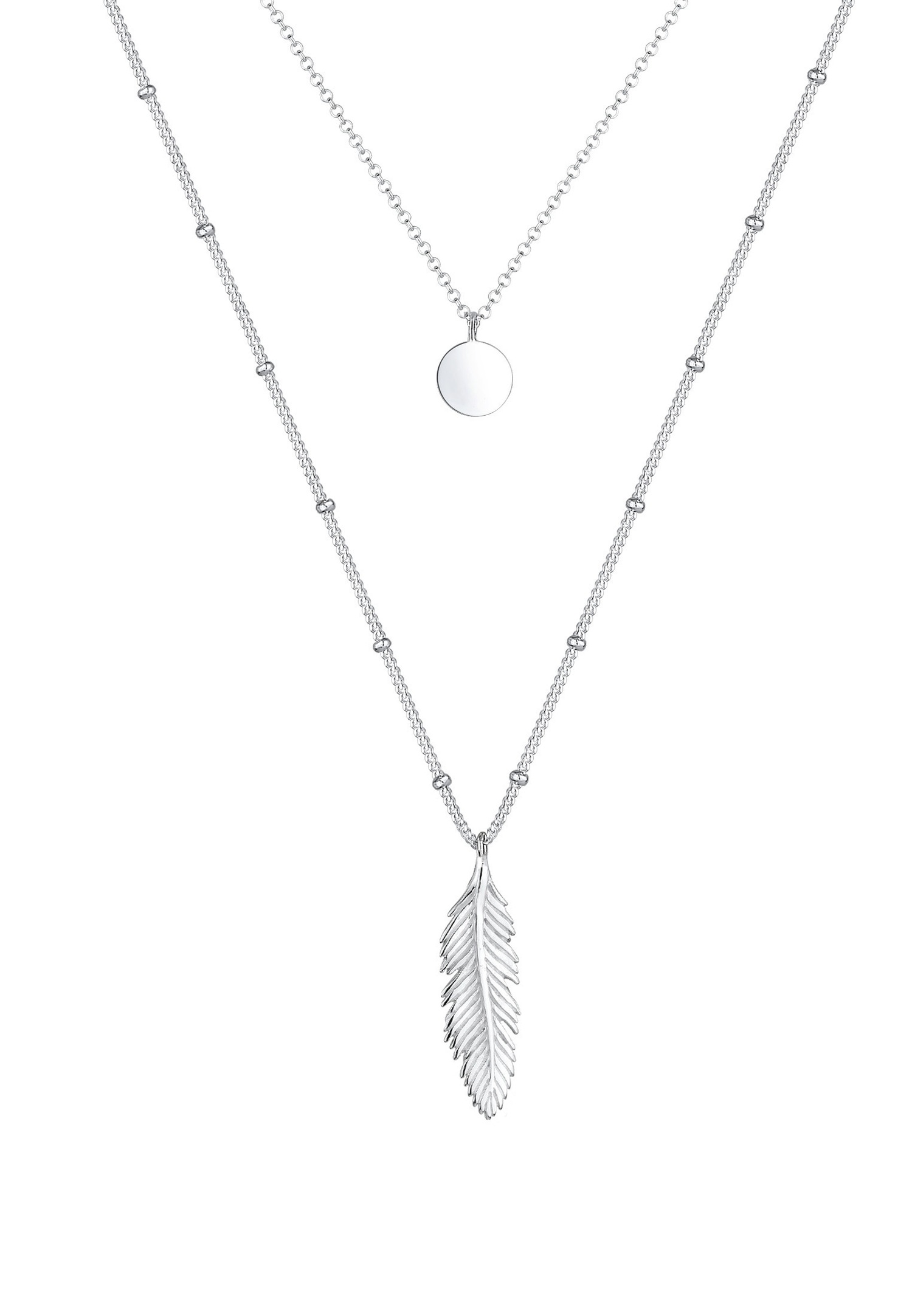 Elli Plume Layer Pierre de Lune Collier Femme - (925/1000) Argent
