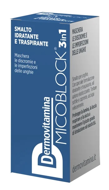 DERMOVITAMINA Dermovitamina Microblock 3 em 1 esmalte hidratante e respirável para unhas 5 ml azul