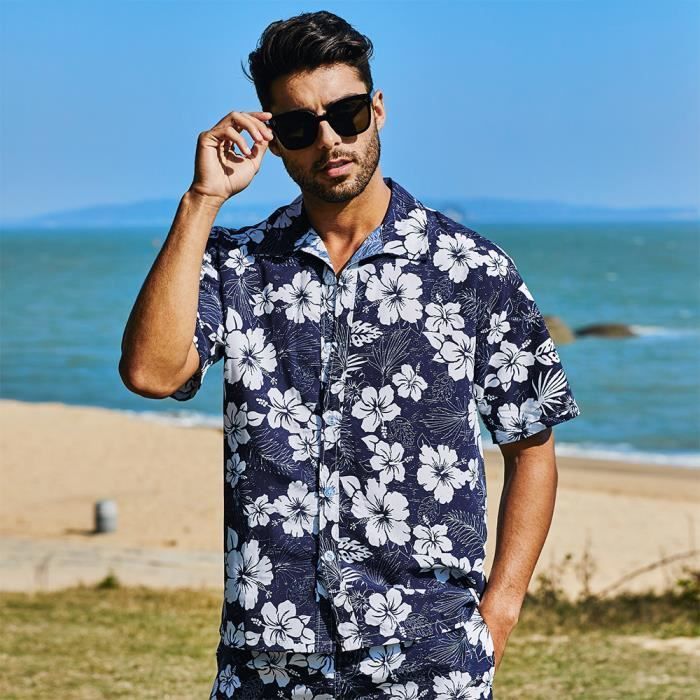 Camicia da uomo - INSFITY - Hawaiana a maniche corte - Stampa da spiaggia - Traspirante