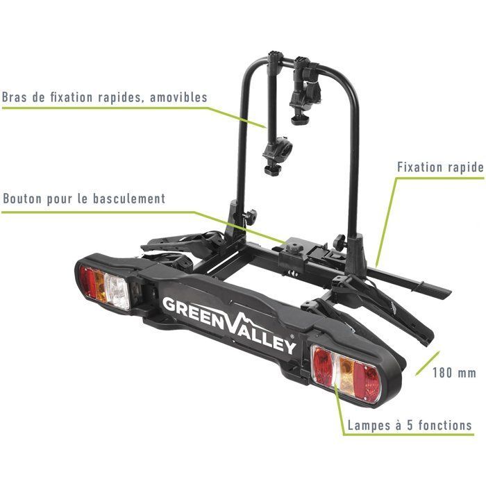 Portabici per auto Green Valley Disco per 2 biciclette - Trasportatore per biciclette da auto