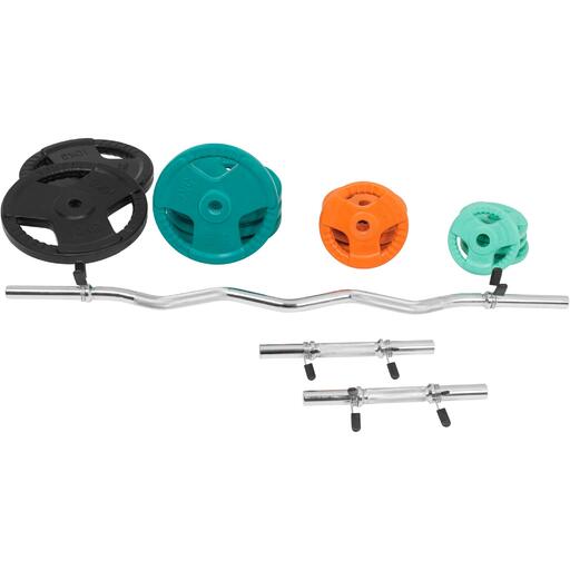 Gorilla Sports Rubber Curl Ez Set mit Griffen (70 kg Tragkraft) und Sternverschlüssen