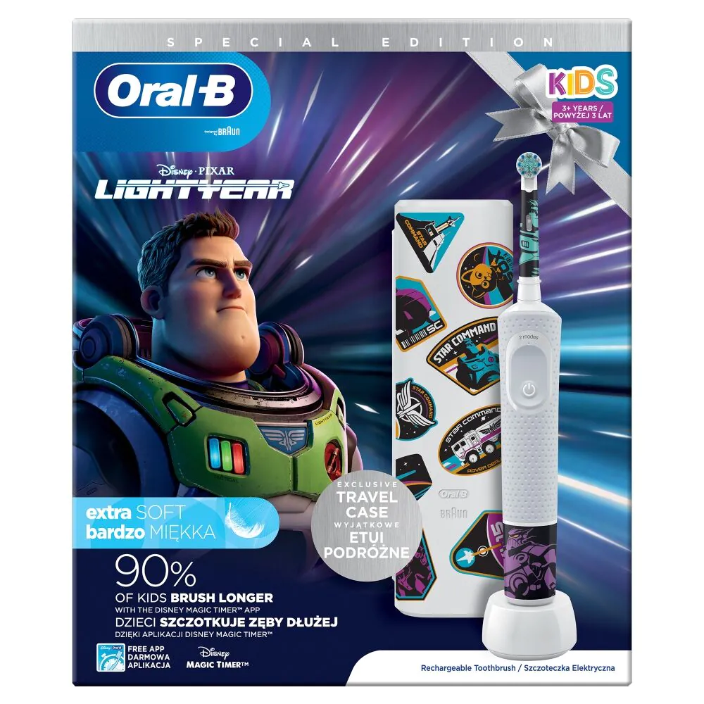 Oral-B Kid 3+ Lightyear Zestaw (szczoteczka elektryczna + etui podróżne)