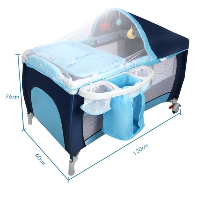 GIANTEX Lit Parapluie Bébé Pliable avec Matelas 4 en 1,Berceau,Table à Langer,Parc de Jeu,avec Capote, Moustiquaire,Jouets