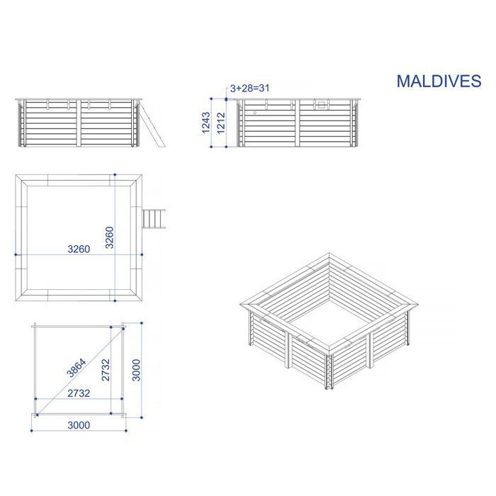 Piscine bois rectangle 