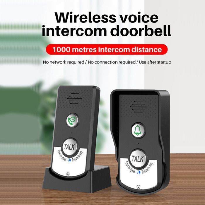 Timbre con intercomunicador de voz - SHIPENOPHY - Largo alcance 1000 m - Resistente al agua IP54 - Chip inteligente