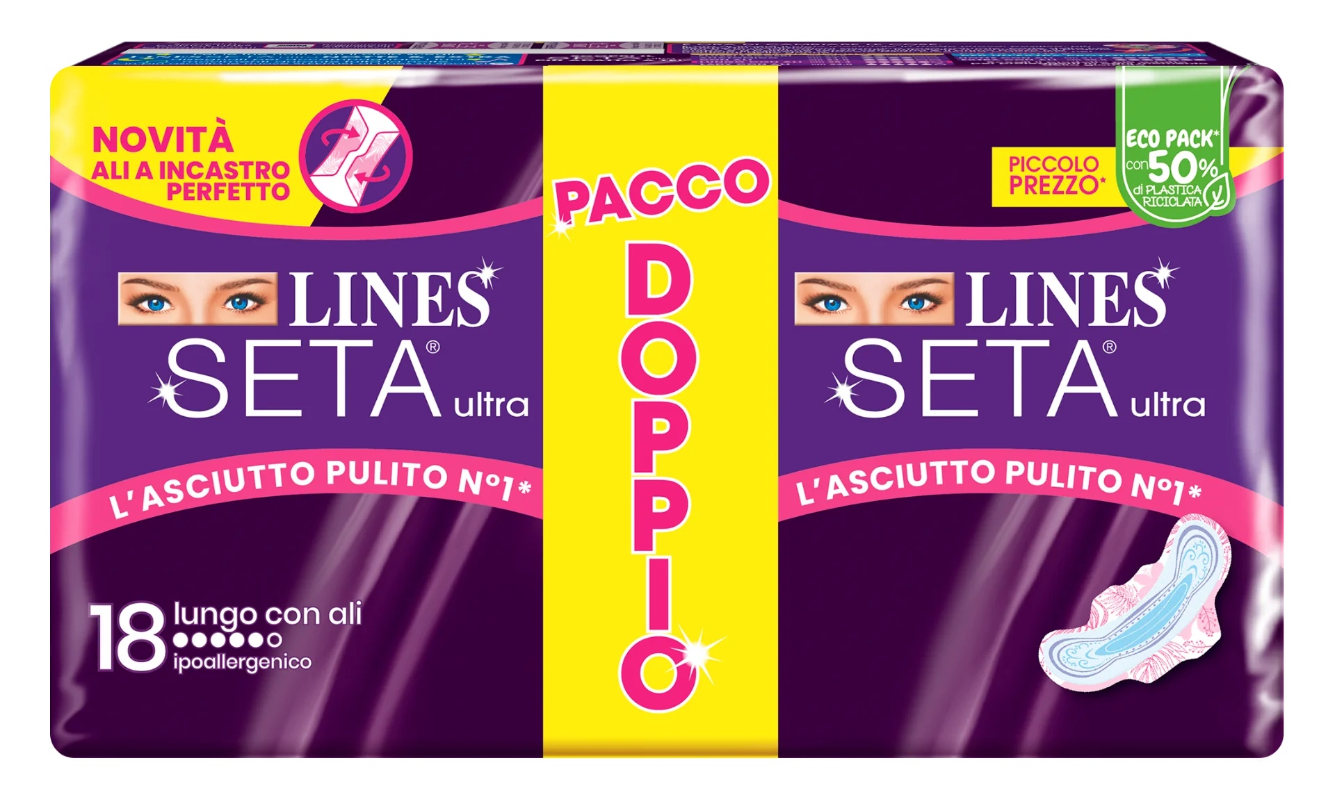 LINES Silk Ultra Absorbent Long Vp Dwct 18 Stück, chemische Reinigung