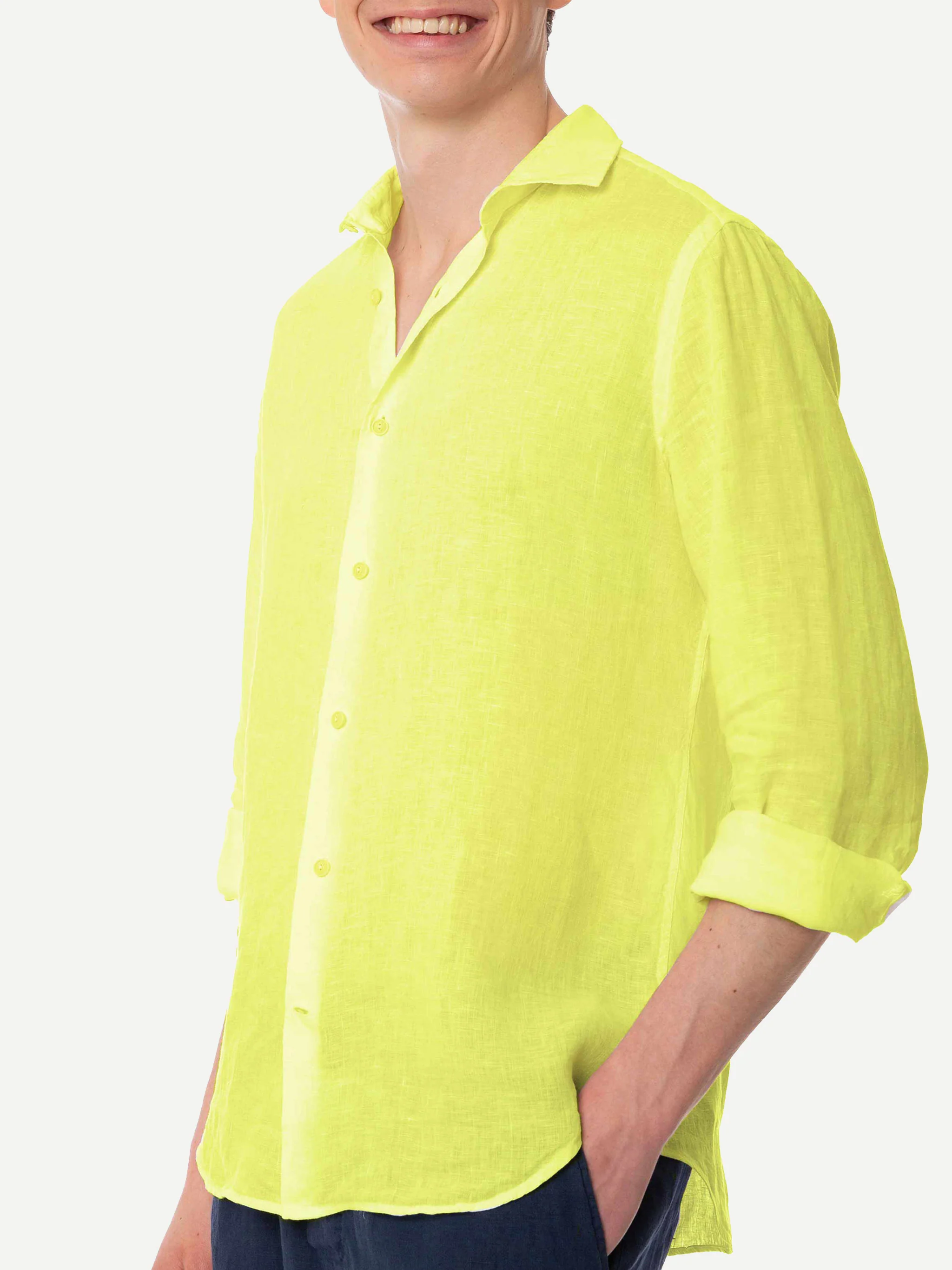Camicia da uomo Pamplona in lino giallo