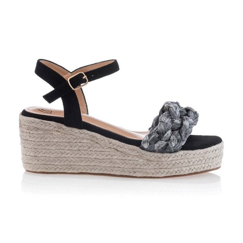 Dámske čierne espadrilky s lanovou podrážkou