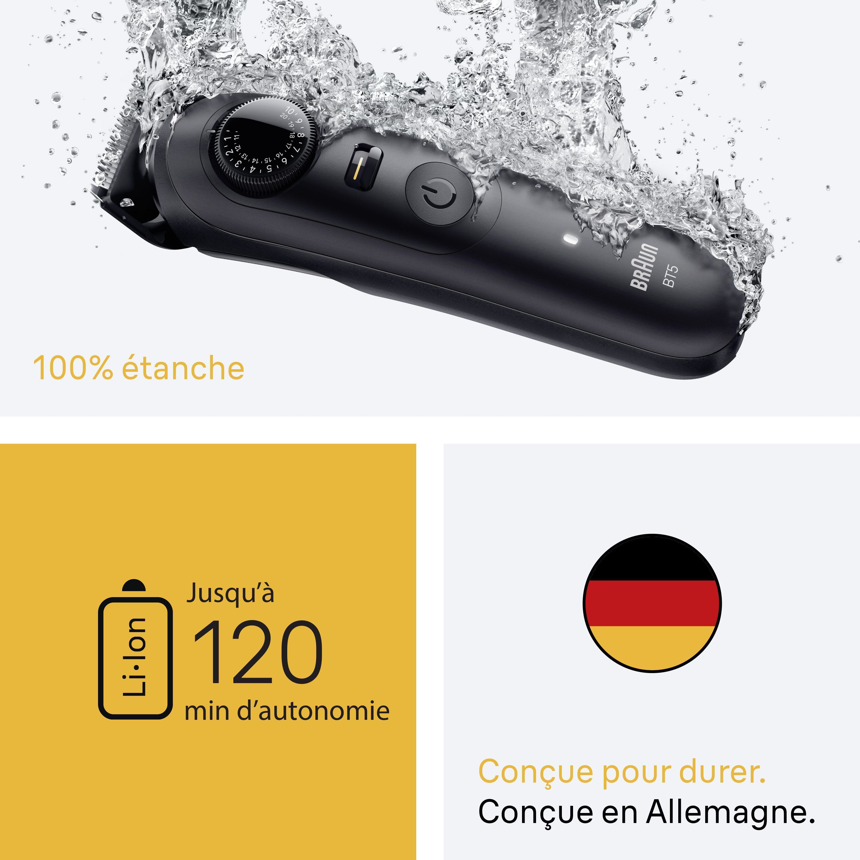 Rasoio elettrico - BRAUN - Serie 5 BT5500 - Autonomia batteria 120 min - Impermeabile - Nero