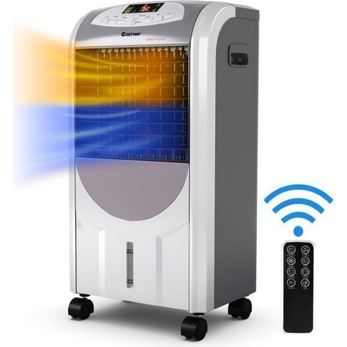 Aire acondicionado portátil GIANTEX, calefacción y refrigeración con 3 velocidades, ventilador con control remoto + depósito de agua de 7 litros, para verano/invierno.