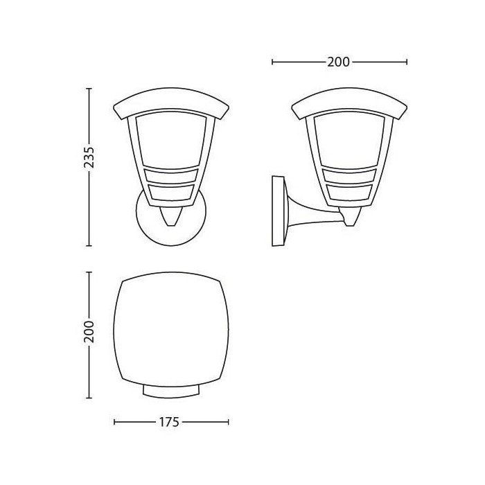Aplique de pared exterior - PHILIPS - Creek - Orientación hacia arriba - Negro - IP44