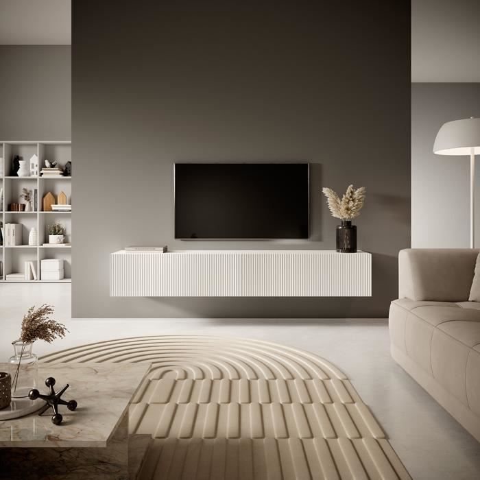 Meuble Tv - Blanc - Veldio - 175 cm