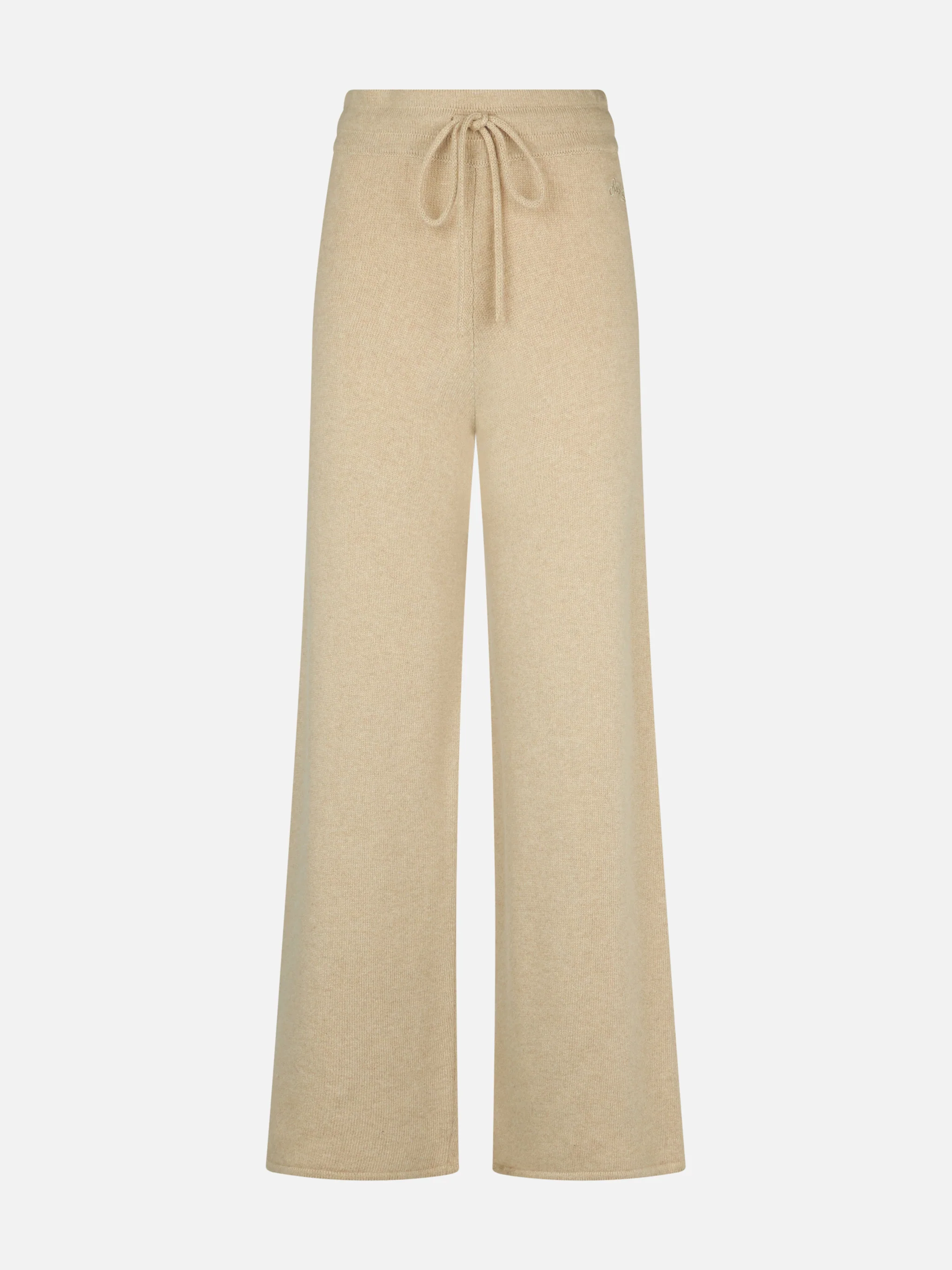 Pantalone a palazzo beige en maglia
