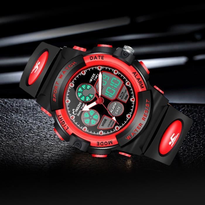 Reloj infantil SHARPHY para niños, reloj LED multifuncional, luminoso, resistente al agua, reloj deportivo para niñas, correa de silicona roja moderna, para adolescentes