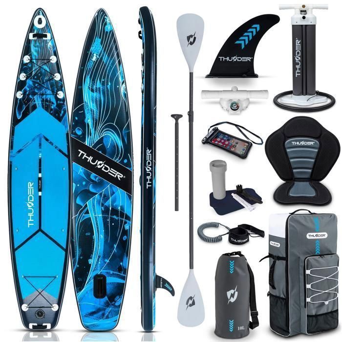 THUNDER® BLUET 365 cm Paddleboard | Inflatable | Non-slip | Backpack | Complete Accessories | Repair Kit