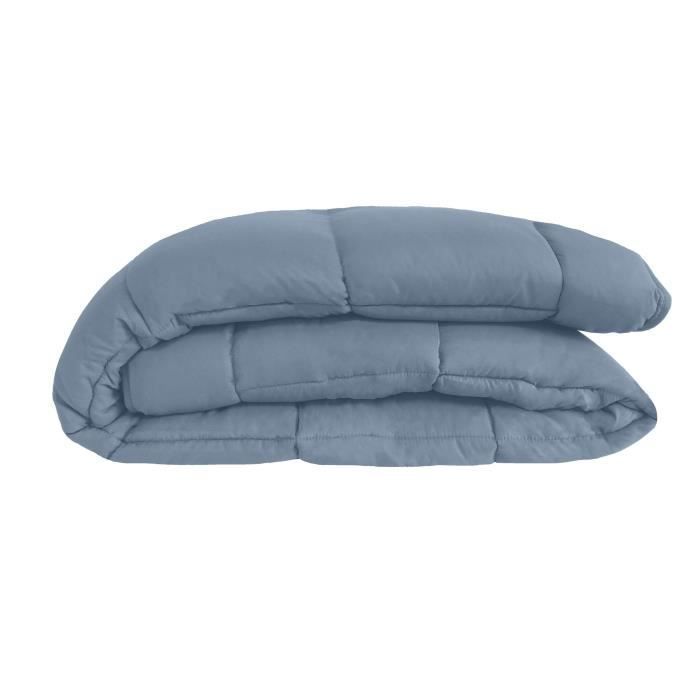 CALGARY - Couette Chaude Microfibre 400gr/m² - Pétrole & Mastic - 140 x 200 cm