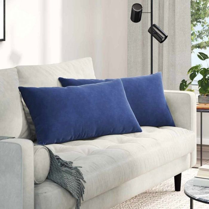 Cuscini per divano - VIDAXL - Set da 2 80 x 40 cm - Velluto a coste - Blu - Imbottitura in poliestere