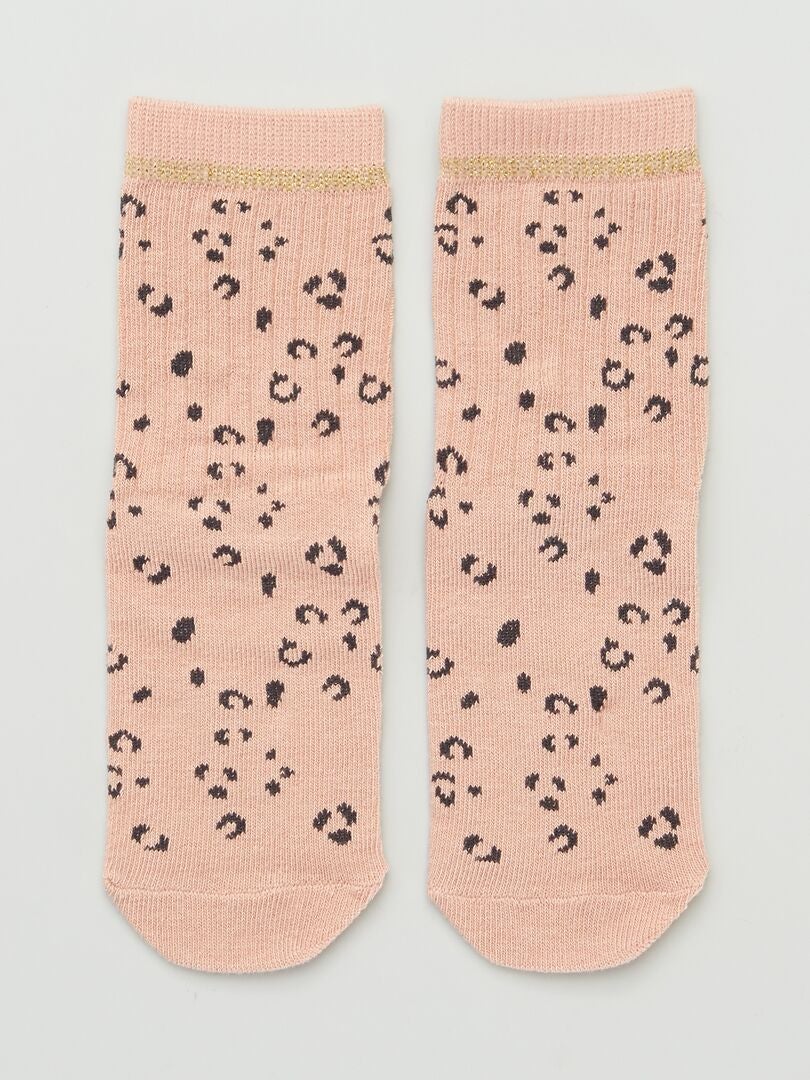 Juego de 3 pares de calcetines con estampado de leopardo - MARRÓN
