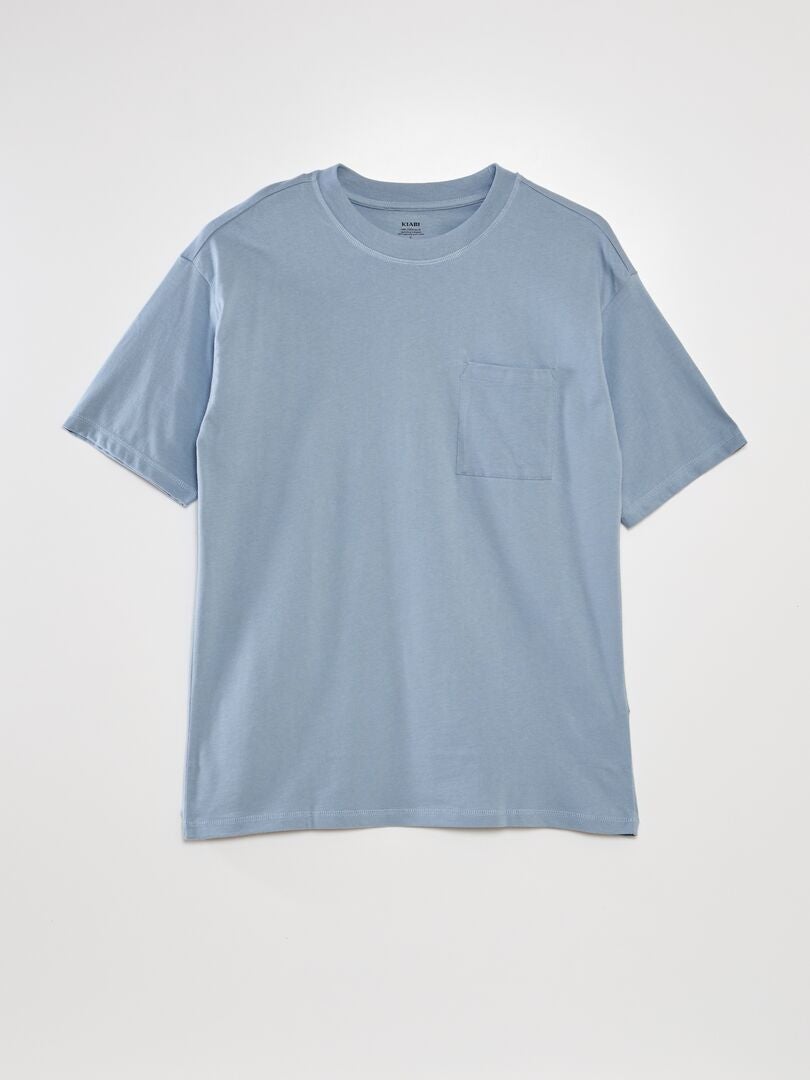 Ruimvallend T-shirt in effen kleur - BLAUW