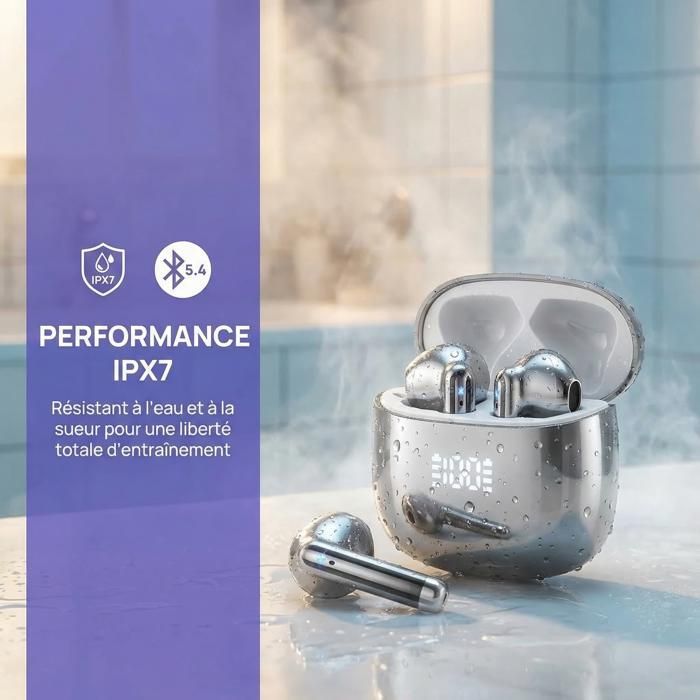 Draadloze oordopjes - GSQZLTE - HiFi stereo bas - 4 ruisonderdrukkende microfoons - 42 uur afspeeltijd - Bluetooth 5.4 hoofdtelefoon - Zwart