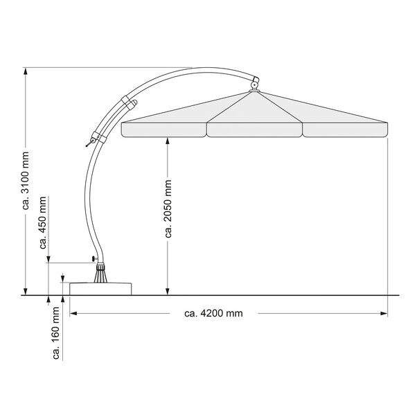 Easy Sun zweefparasol, inclusief voet, antraciet.