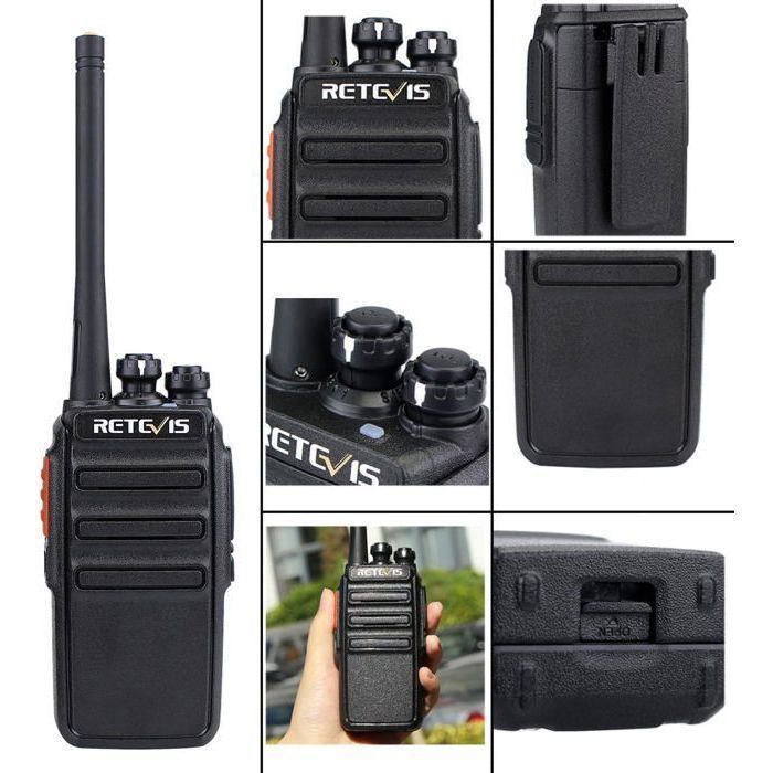 Walkie Talkie recargable Retevis RT24 PMR446, sin licencia, 16 canales, CTCSS/DCS, con base de carga USB y auriculares (6 unidades).