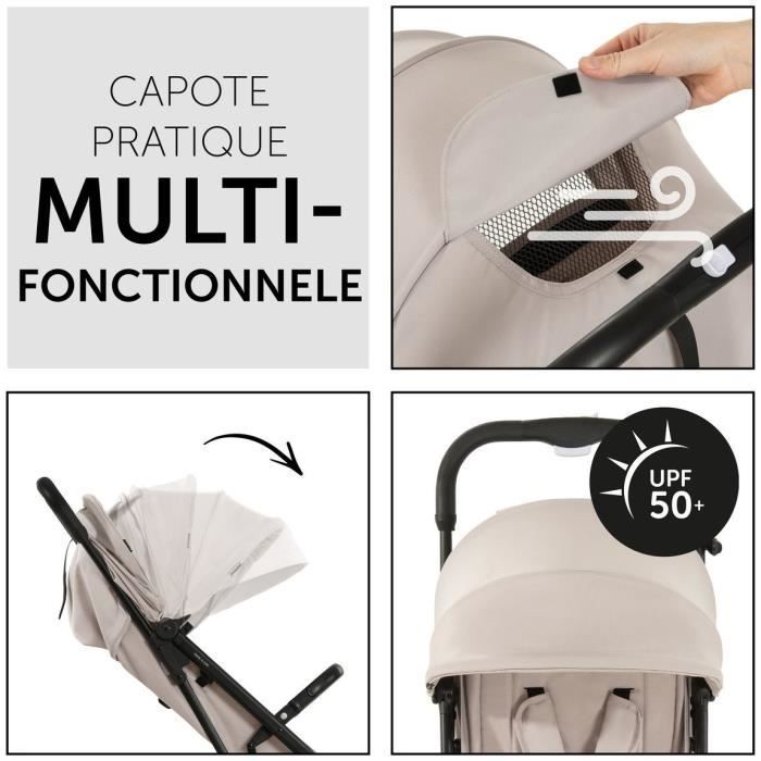 HAUCK - Poussette compacte - TRAVEL N CARE - 4 roues - Pliage à 1 main - Beige