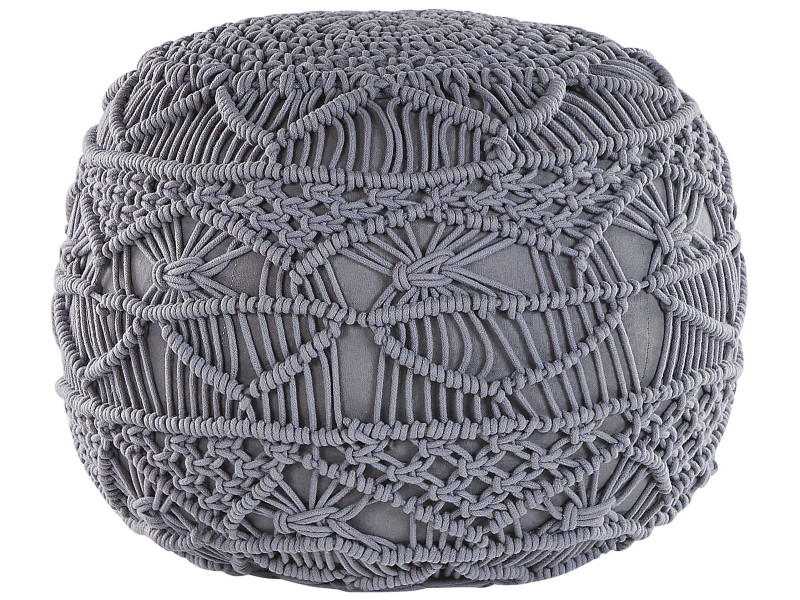 Puf Makrama bawełniany Szary 40 cm