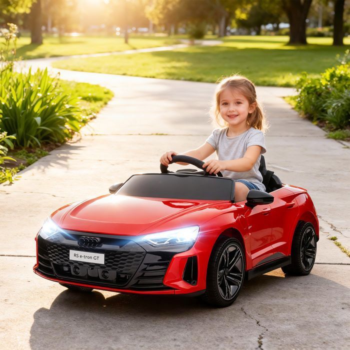 Coche eléctrico - HOMCOM - Audi RS E-tron GT de 12 V con licencia para niños, control remoto con sonidos - PP - rojo