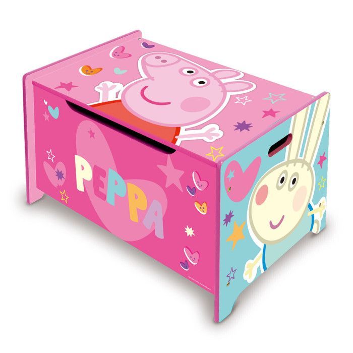 Coffre à jouets en bois / Coffre de rangement avec frein / Banc PEPPA PIG
