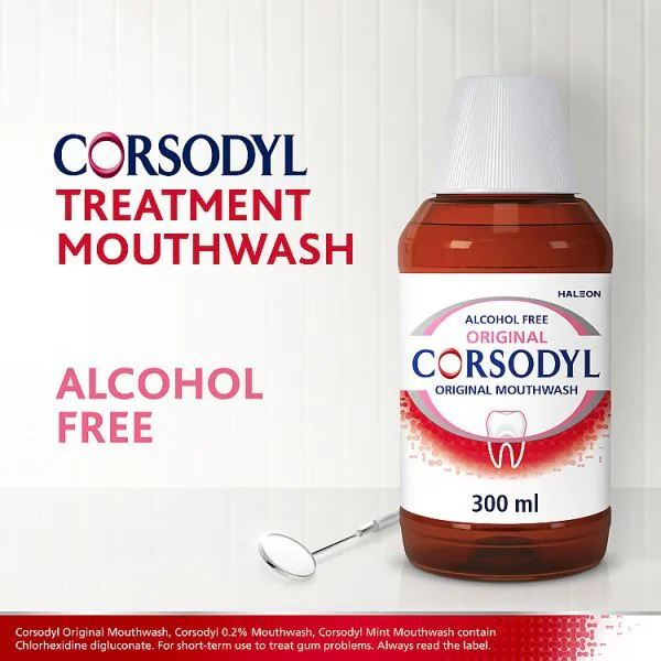 Corsodyl Enxaguante Bucal Medicamentoso, Original, Sem Álcool 300ml