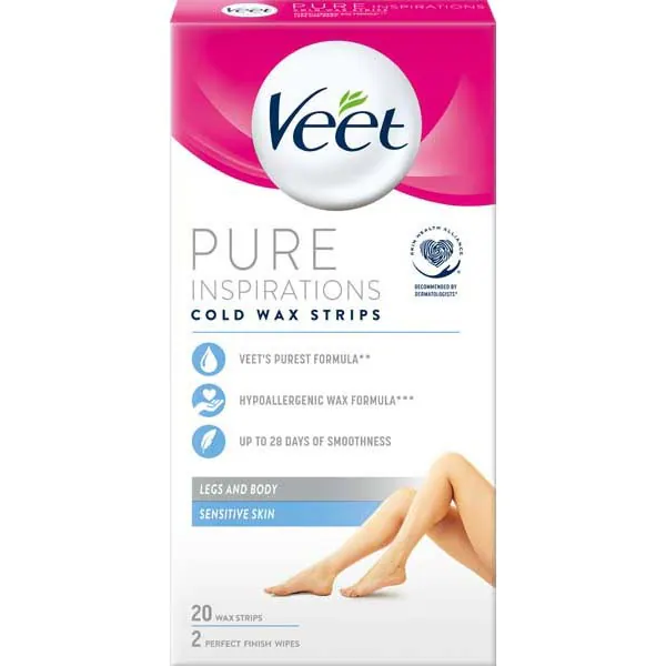 Veet Pure Inspiration depilační pásky na nohy a tělo citlivé 20 ks