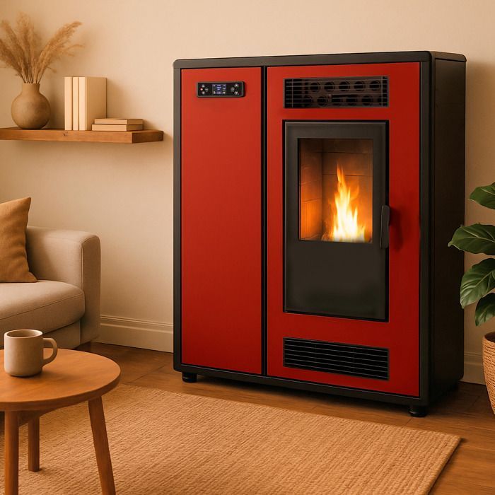 Estufa de pellets Air Slim Astral de 12,2 kW, color Bordeaux Sannover