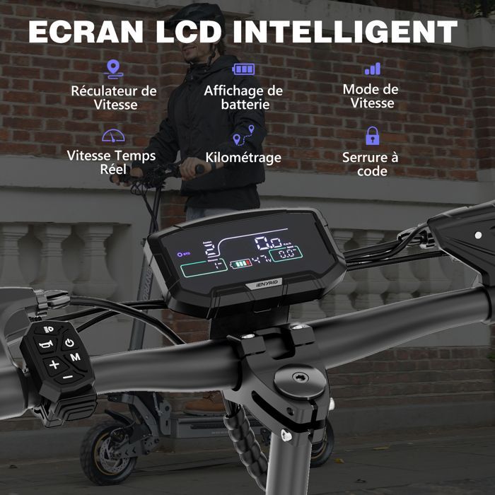 Opvouwbare elektrische scooter, 1200W motor, 15-45 km/u, 48V 15Ah, maximaal draagvermogen 120 kg