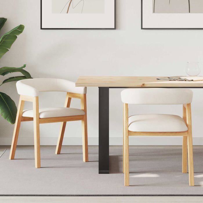 Chaises de salle à manger en bois de caoutchouc - vidaXL - Naturel - 54x57x73 cm - Accoudoirs rembourrés